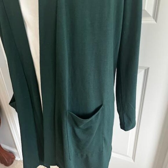 Zenana Green Cardigan Women's Large Open Front Long Sleeves Pockets Casual - Picture 5 of 7